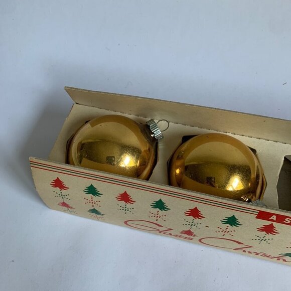 Shiny-Brite Glass Christmas Ornaments Box Vintage Gold 5 Bulbs - Picture 2 of 7